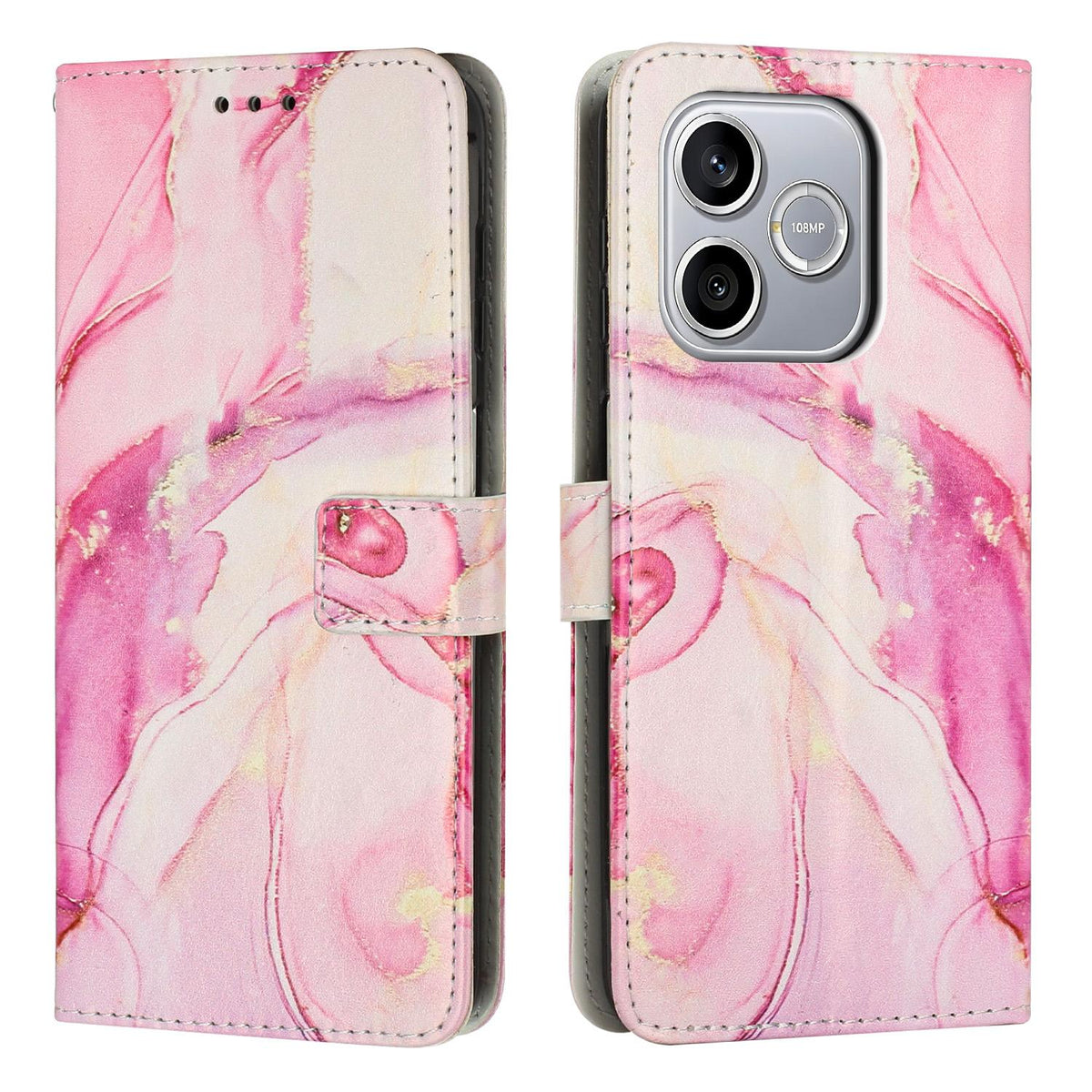 For Honor 600 Smart 5G Painted Marble Pattern Leather Phone Case - Rose Gold - EDA009416704D