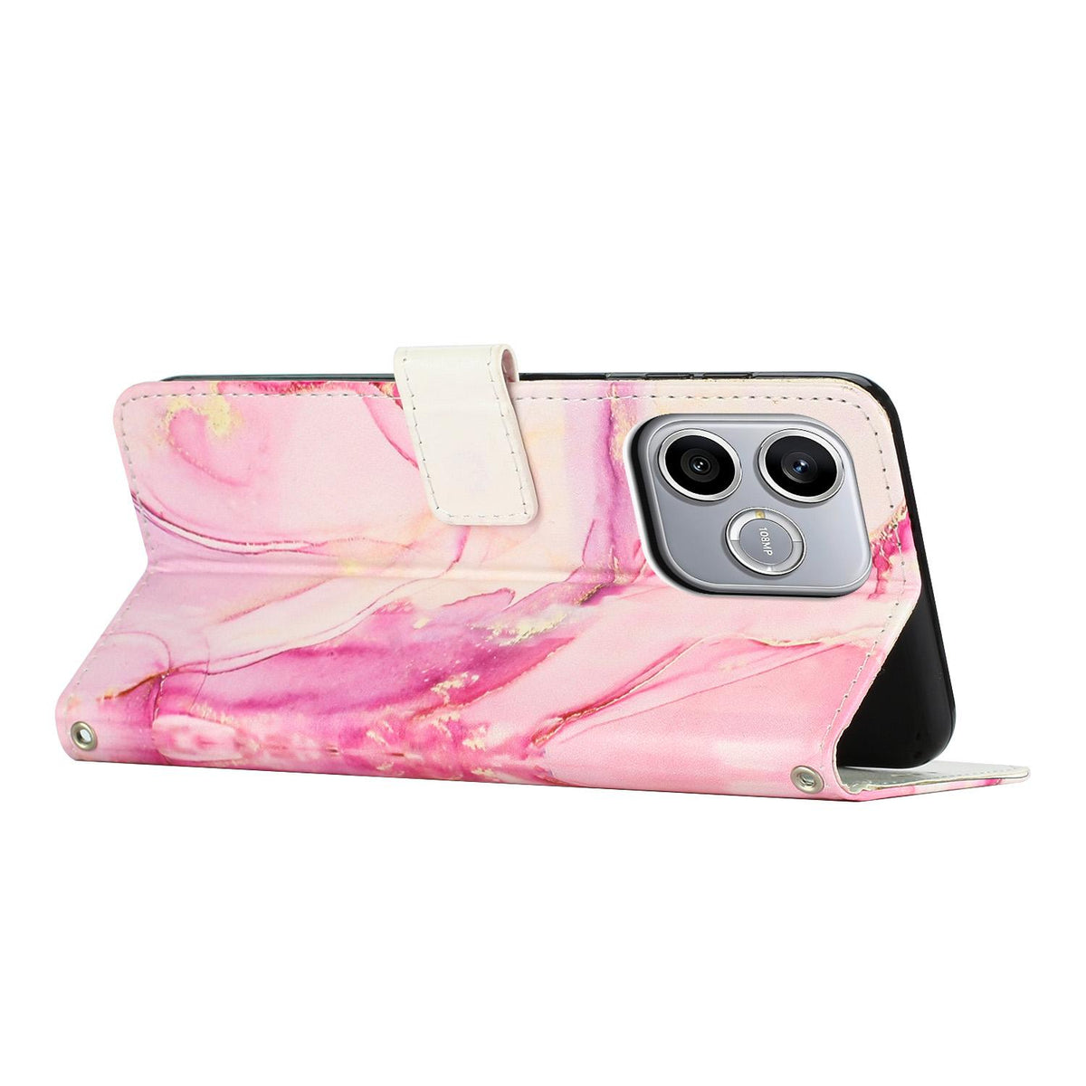 For Honor 600 Smart 5G Painted Marble Pattern Leather Phone Case - Rose Gold - EDA009416704D