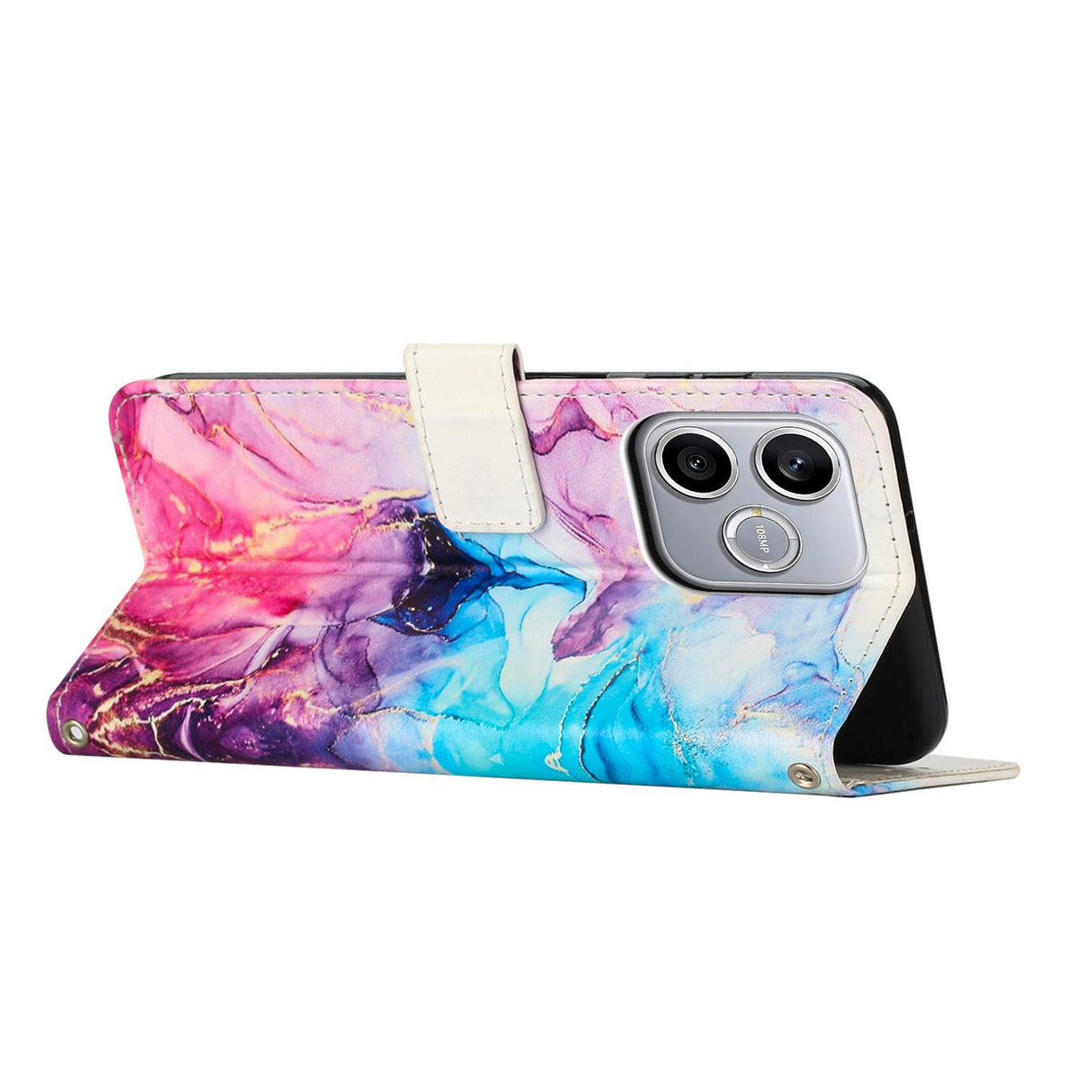 For Honor 600 Smart 5G Painted Marble Pattern Leather Phone Case - Pink Purple - EDA009416704E