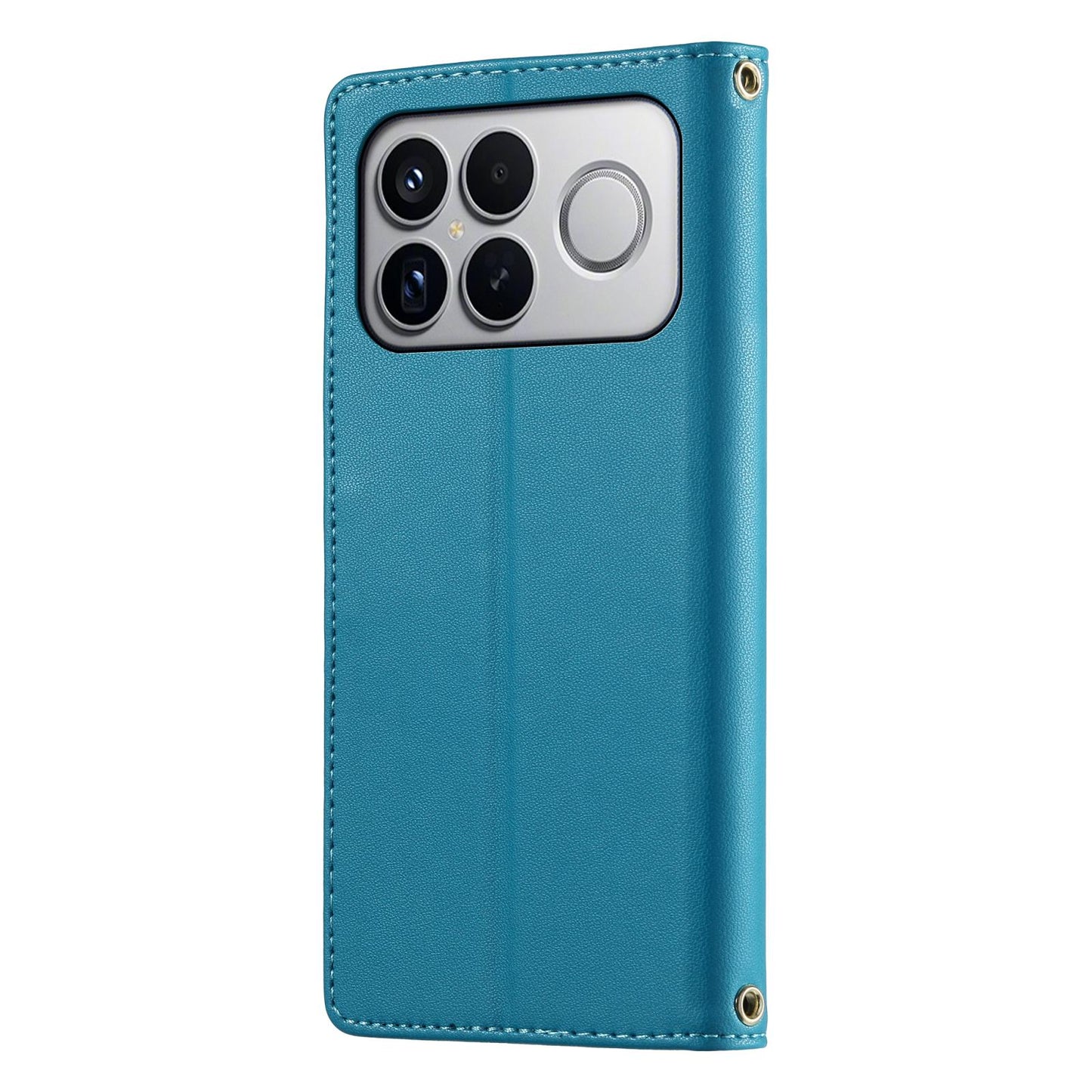 For Xiaomi Poco F8 Ultra / Redmi K90 Pro Max Cute Cats Magnetic Closure Vegan Leather Phone Case with Strap(Blue)