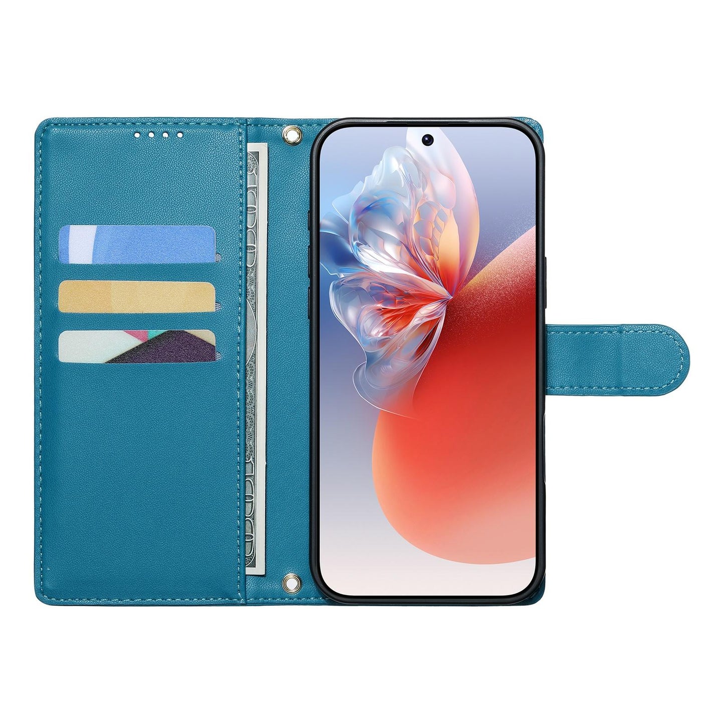 For Xiaomi Poco F8 Ultra / Redmi K90 Pro Max Cute Cats Magnetic Closure Vegan Leather Phone Case with Strap(Blue)