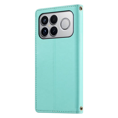 For Xiaomi Poco F8 Ultra / Redmi K90 Pro Max Cute Cats Magnetic Closure Vegan Leather Phone Case with Strap(Green)