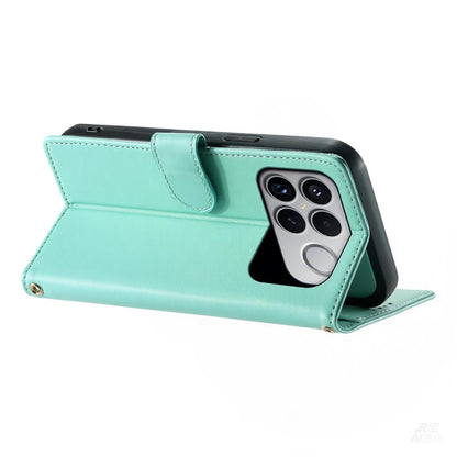 For Xiaomi Poco F8 Ultra / Redmi K90 Pro Max Cute Cats Magnetic Closure Vegan Leather Phone Case with Strap(Green)