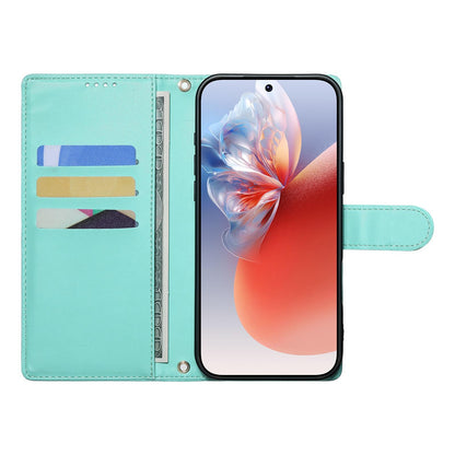 For Xiaomi Poco F8 Ultra / Redmi K90 Pro Max Cute Cats Magnetic Closure Vegan Leather Phone Case with Strap(Green)