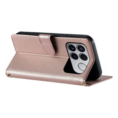 For Xiaomi Poco F8 Ultra / Redmi K90 Pro Max Cute Cats Magnetic Closure Vegan Leather Phone Case with Strap(Rose Gold)