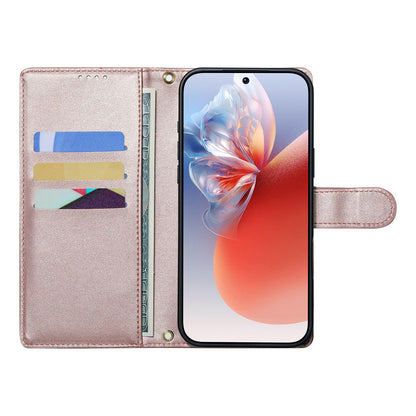 For Xiaomi Poco F8 Ultra / Redmi K90 Pro Max Cute Cats Magnetic Closure Vegan Leather Phone Case with Strap(Rose Gold)