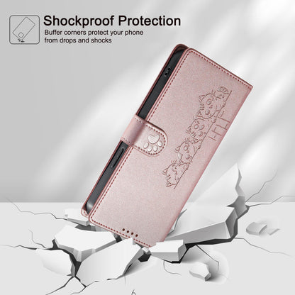 For Xiaomi Poco F8 Ultra / Redmi K90 Pro Max Cute Cats Magnetic Closure Vegan Leather Phone Case with Strap(Rose Gold)
