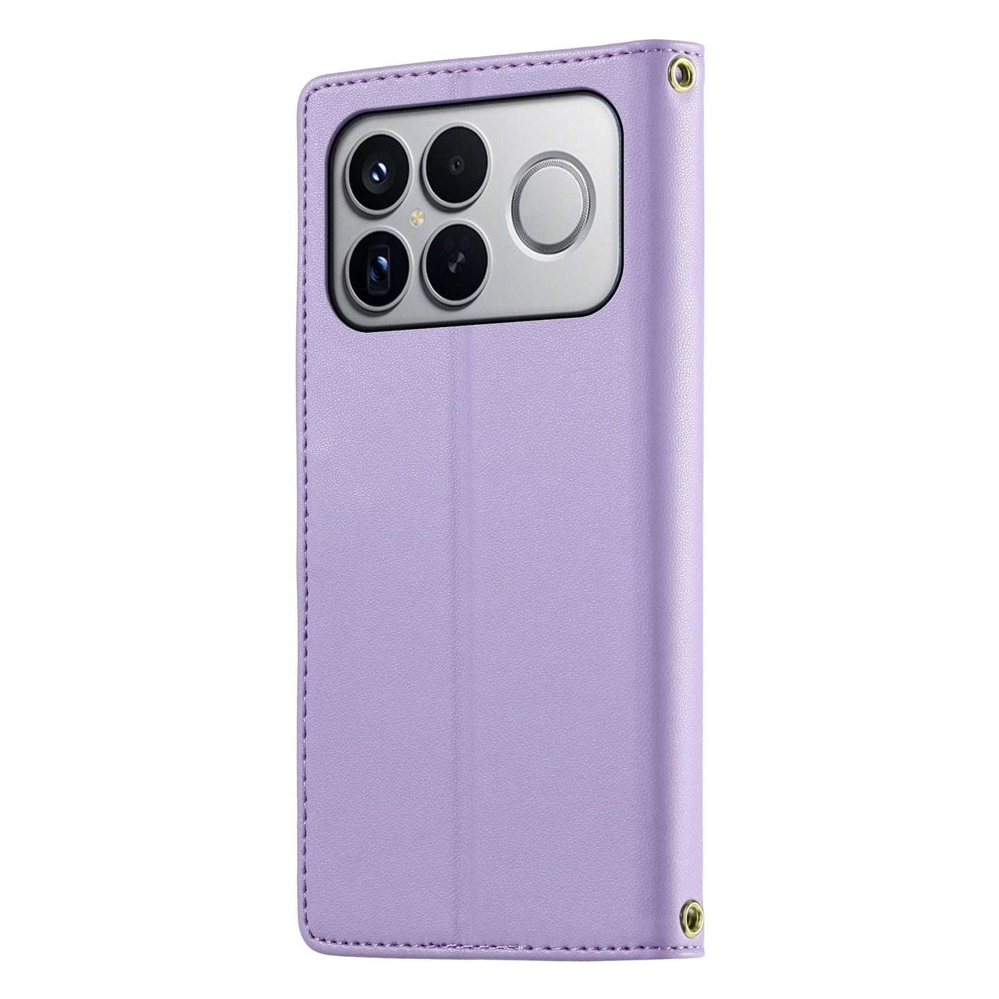 For Xiaomi Poco F8 Ultra / Redmi K90 Pro Max Cute Cats Magnetic Closure Vegan Leather Phone Case with Strap(Purple)