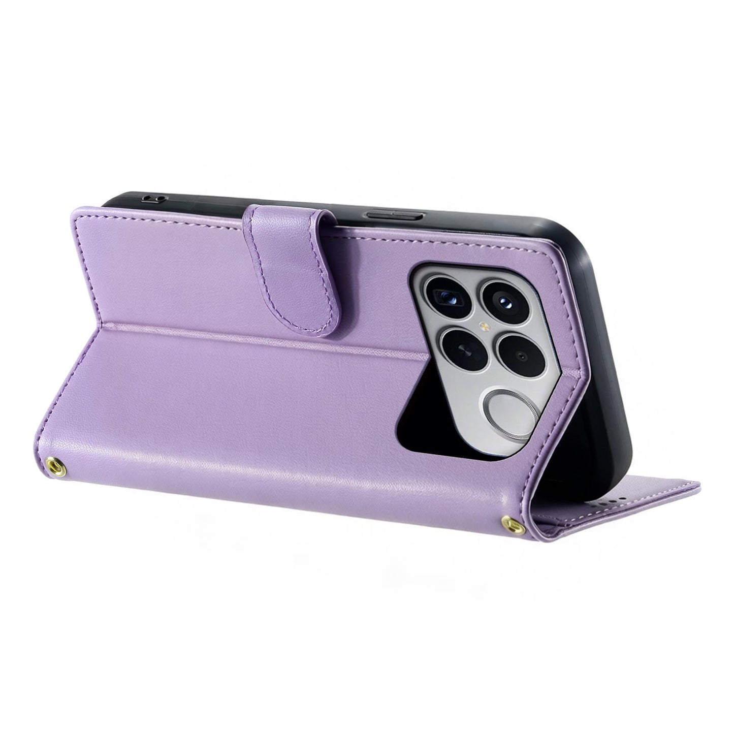 For Xiaomi Poco F8 Ultra / Redmi K90 Pro Max Cute Cats Magnetic Closure Vegan Leather Phone Case with Strap(Purple)