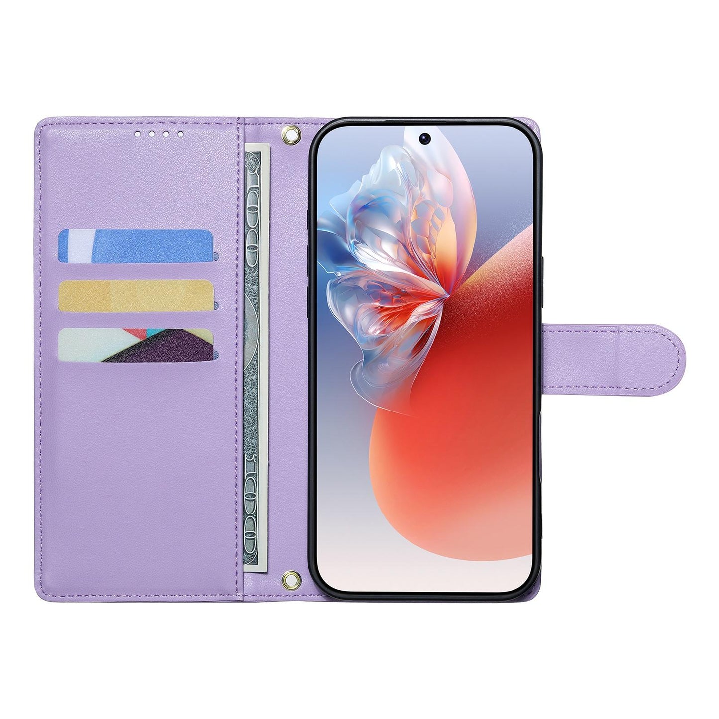 For Xiaomi Poco F8 Ultra / Redmi K90 Pro Max Cute Cats Magnetic Closure Vegan Leather Phone Case with Strap(Purple)