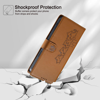 For Xiaomi Poco F8 Ultra / Redmi K90 Pro Max Cute Cats Magnetic Closure Vegan Leather Phone Case with Strap(Brown)