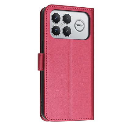 For Redmi K90 Pro Max / Poco F8 Ultra Glitter Butterfly Zipper Vegan Leather Phone Case with Wrist Strap(Rose Red)