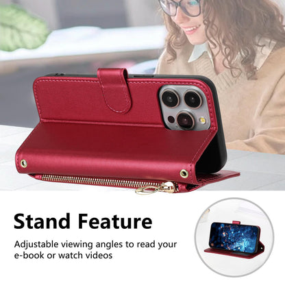 For Redmi K90 Pro Max / Poco F8 Ultra Glitter Butterfly Zipper Vegan Leather Phone Case with Wrist Strap(Rose Red)