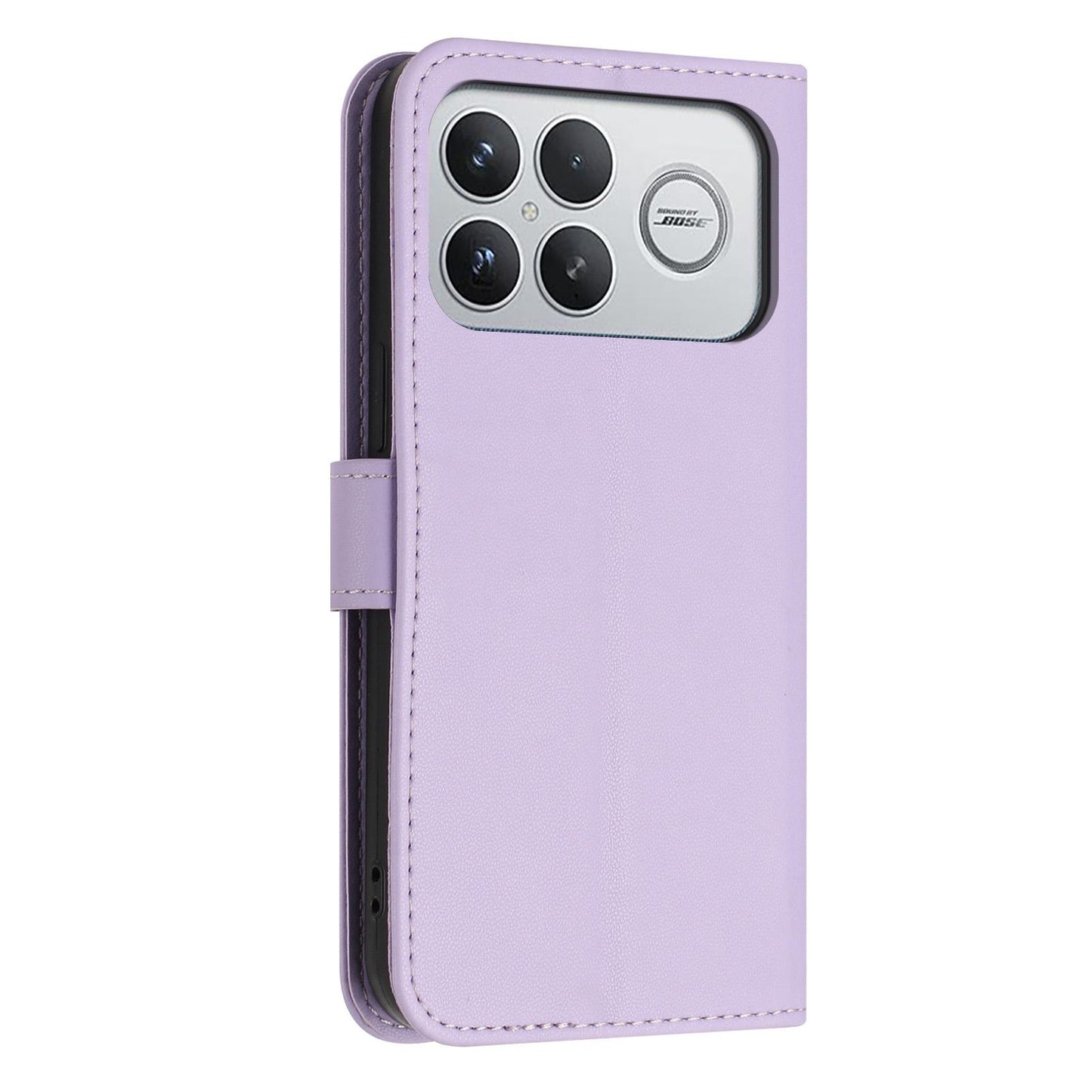For Redmi K90 Pro Max / Poco F8 Ultra Glitter Butterfly Zipper Vegan Leather Phone Case with Wrist Strap(Purple)