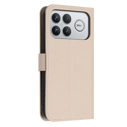 For Redmi K90 Pro Max / Poco F8 Ultra Glitter Butterfly Zipper Vegan Leather Phone Case with Wrist Strap(Apricot)