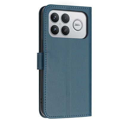 For Redmi K90 Pro Max / Poco F8 Ultra Glitter Butterfly Zipper Vegan Leather Phone Case with Wrist Strap(Blue)