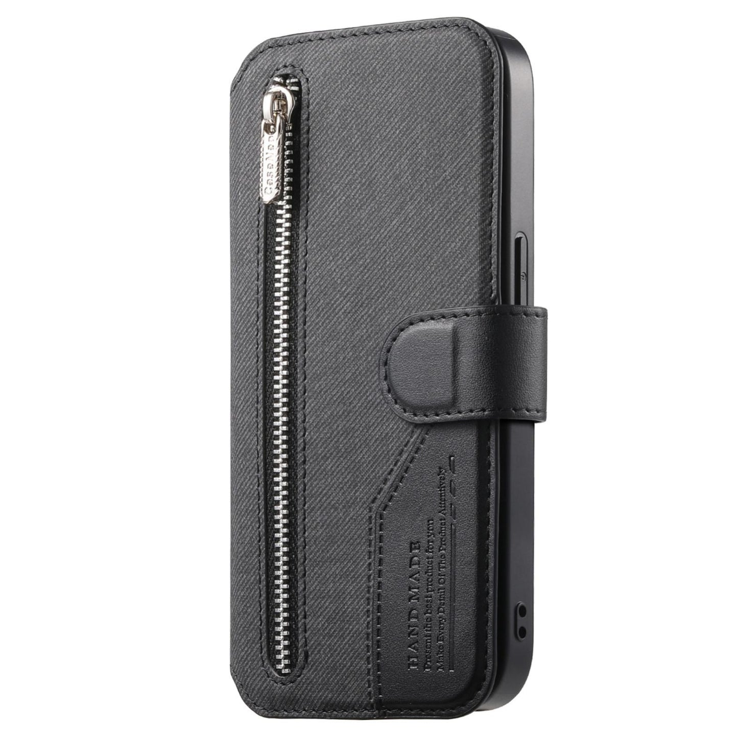For Redmi K90 Pro Max / Poco F8 Ultra Twill Fabric MagSafe RFID Anti-theft Zipper Wallet Leather Phone Case(Black)