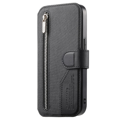 For Redmi K90 Pro Max / Poco F8 Ultra Twill Fabric MagSafe RFID Anti-theft Zipper Wallet Leather Phone Case(Black)