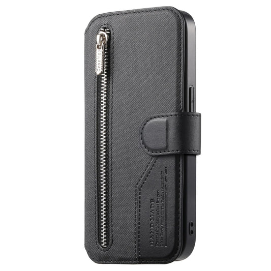 For Redmi K90 Pro Max / Poco F8 Ultra Twill Fabric MagSafe RFID Anti-theft Zipper Wallet Leather Phone Case(Black)