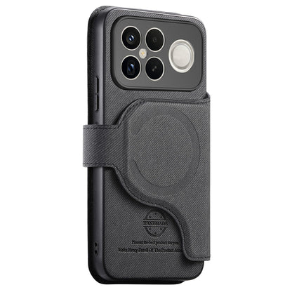 For Redmi K90 Pro Max / Poco F8 Ultra Twill Fabric MagSafe RFID Anti-theft Zipper Wallet Leather Phone Case(Black)