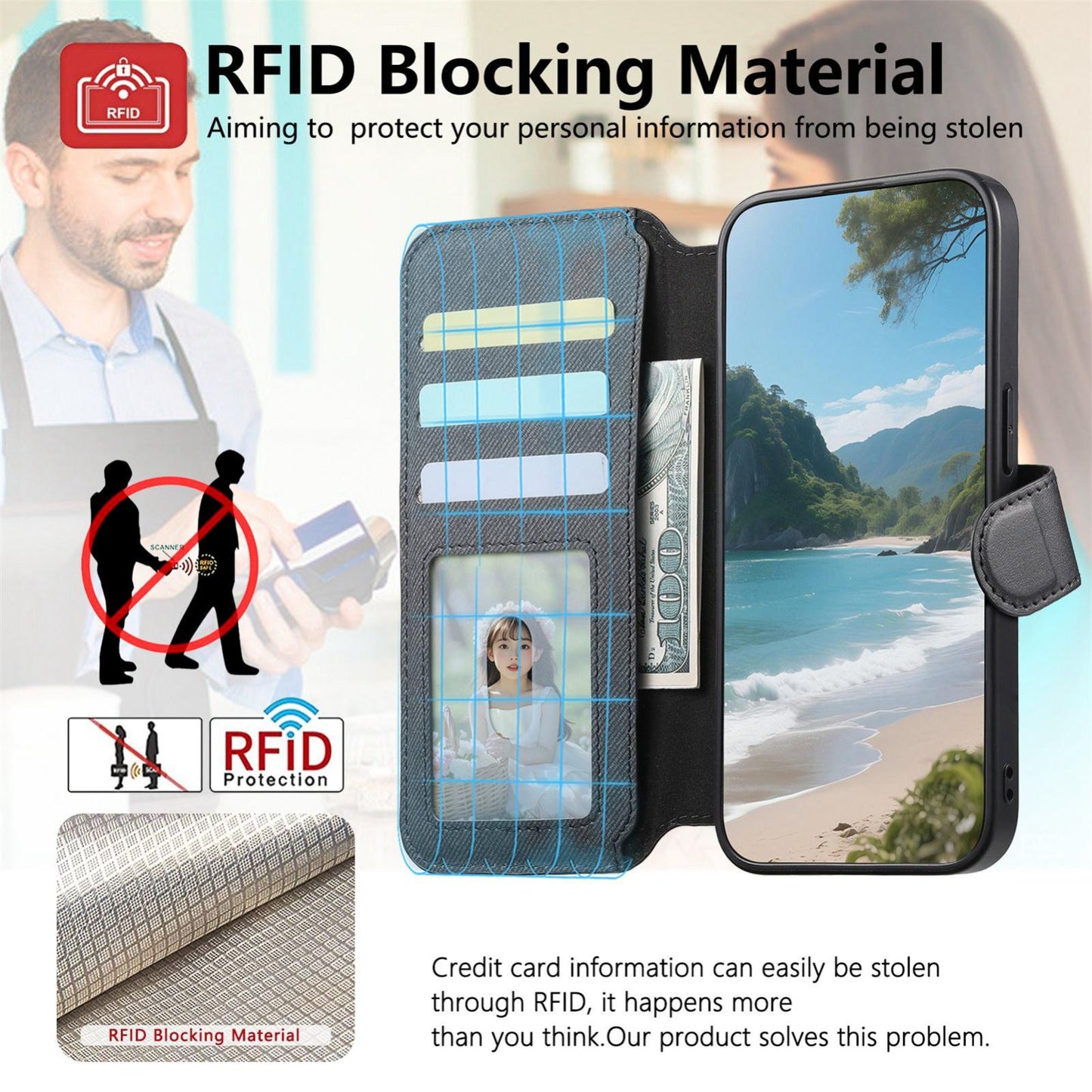 For Redmi K90 Pro Max / Poco F8 Ultra Twill Fabric MagSafe RFID Anti-theft Zipper Wallet Leather Phone Case(Black)