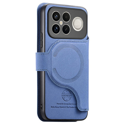 For Redmi K90 Pro Max / Poco F8 Ultra Twill Fabric MagSafe RFID Anti-theft Zipper Wallet Leather Phone Case(Dark Blue)