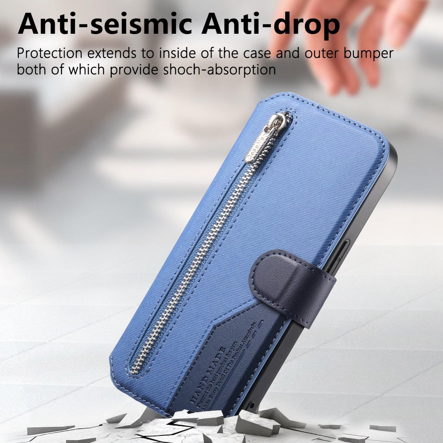 For Redmi K90 Pro Max / Poco F8 Ultra Twill Fabric MagSafe RFID Anti-theft Zipper Wallet Leather Phone Case(Dark Blue)