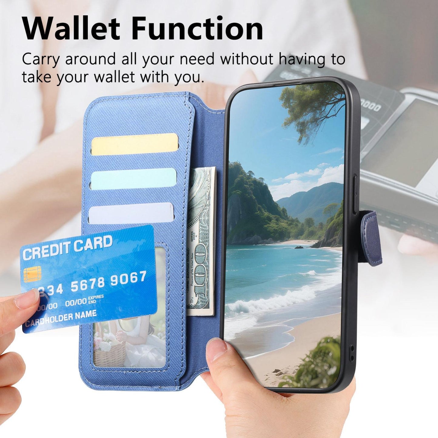 For Redmi K90 Pro Max / Poco F8 Ultra Twill Fabric MagSafe RFID Anti-theft Zipper Wallet Leather Phone Case(Dark Blue)