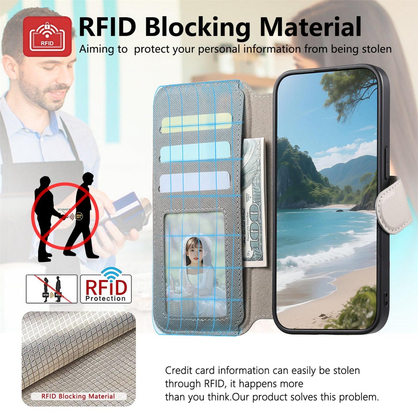 For Redmi K90 Pro Max / Poco F8 Ultra Twill Fabric MagSafe RFID Anti-theft Zipper Wallet Leather Phone Case(Grey)