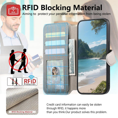For Redmi K90 Pro Max / Poco F8 Ultra Twill Fabric MagSafe RFID Anti-theft Zipper Wallet Leather Phone Case(Grey)