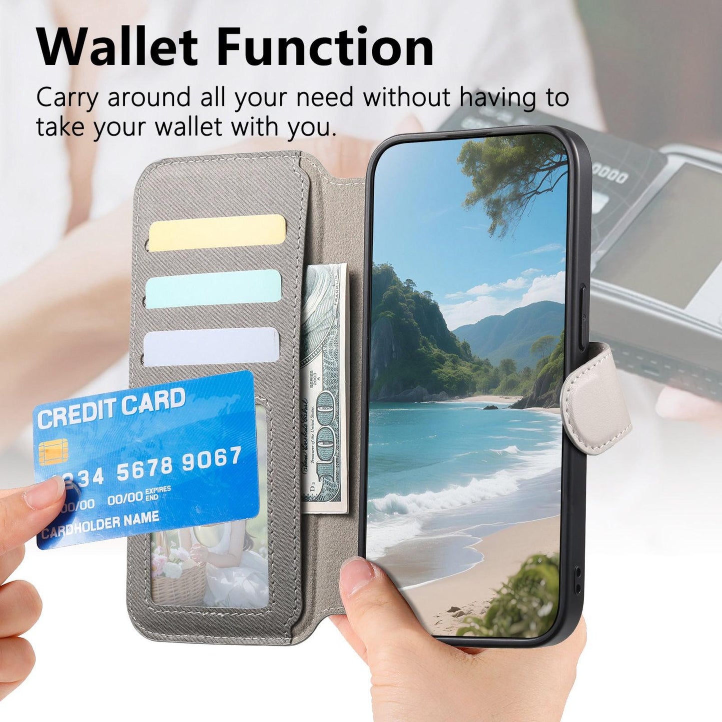 For Redmi K90 Pro Max / Poco F8 Ultra Twill Fabric MagSafe RFID Anti-theft Zipper Wallet Leather Phone Case(Grey)