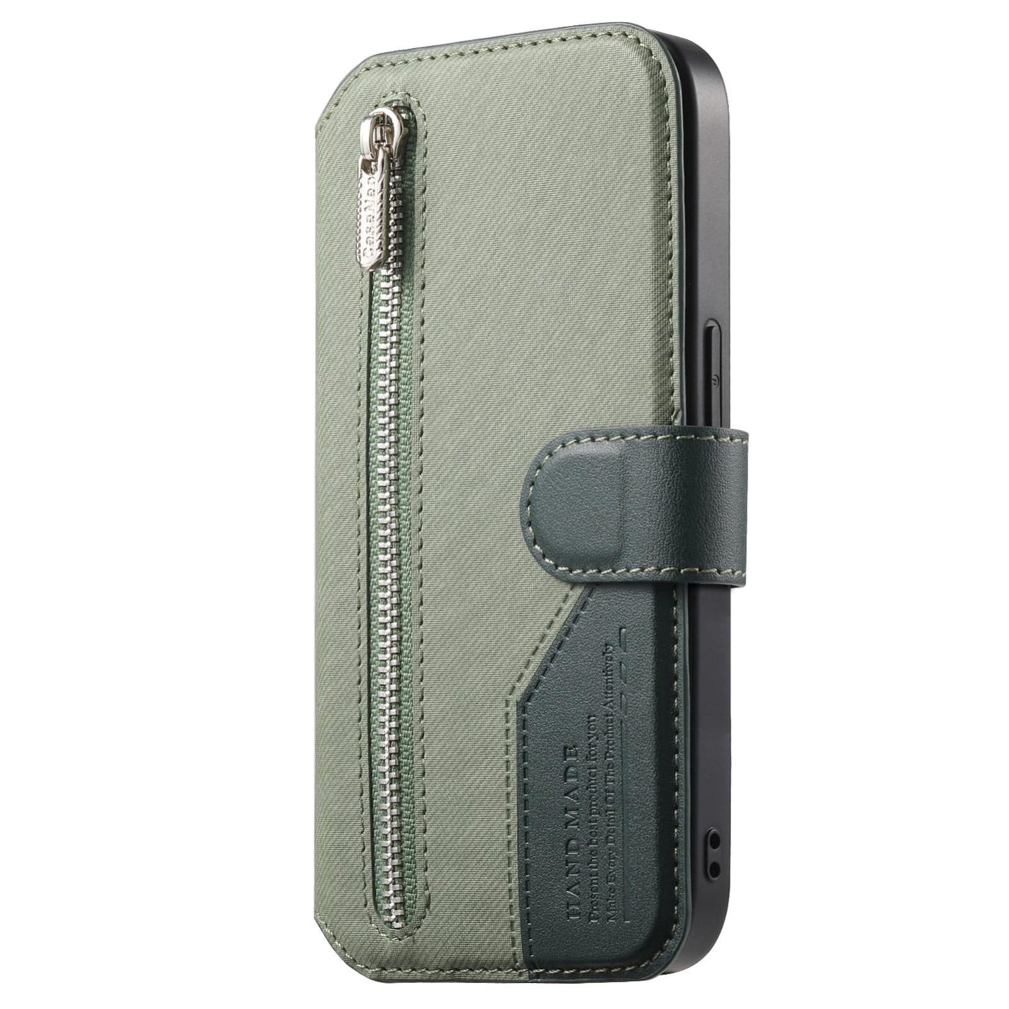 For Redmi K90 Pro Max / Poco F8 Ultra Twill Fabric MagSafe RFID Anti-theft Zipper Wallet Leather Phone Case(Green)