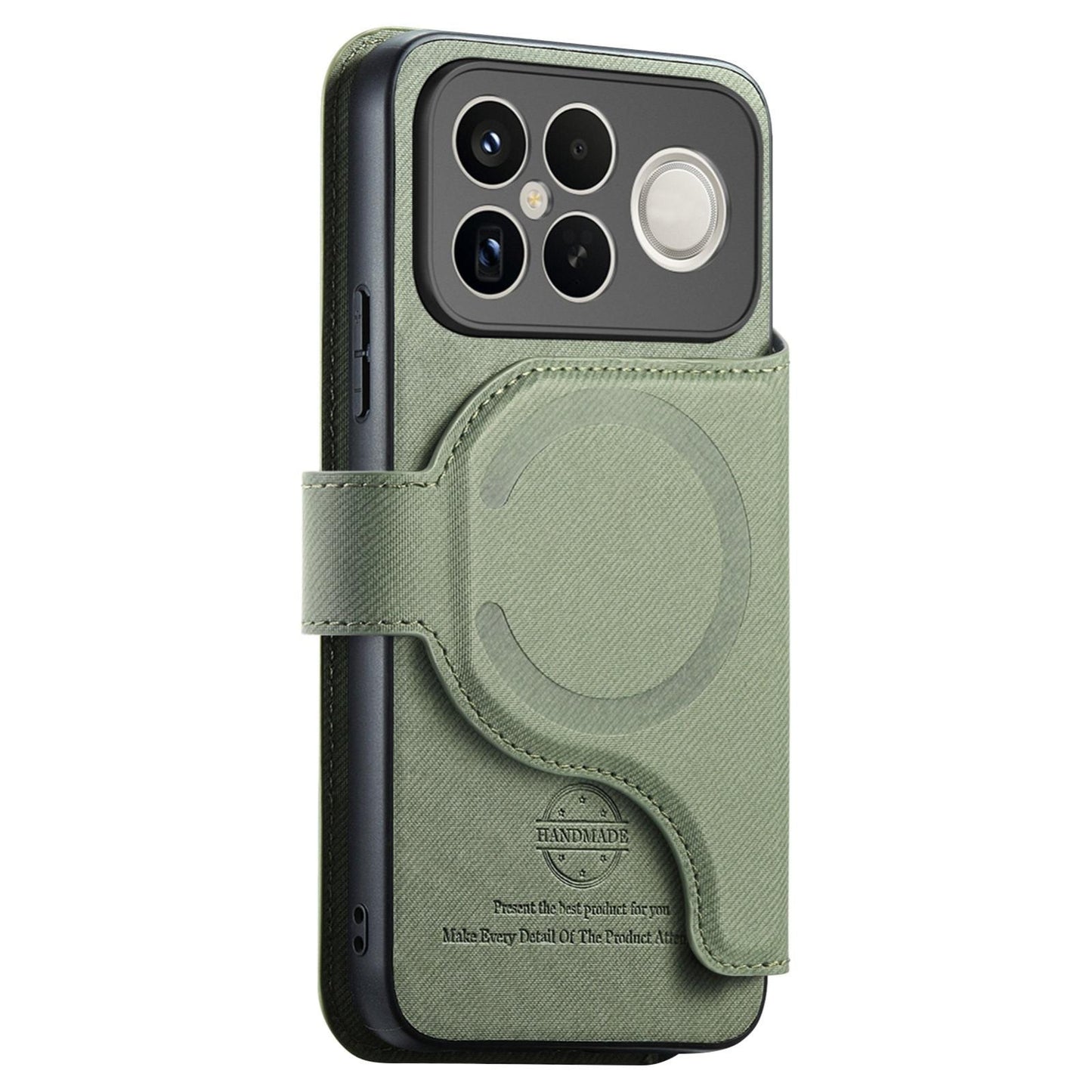 For Redmi K90 Pro Max / Poco F8 Ultra Twill Fabric MagSafe RFID Anti-theft Zipper Wallet Leather Phone Case(Green)