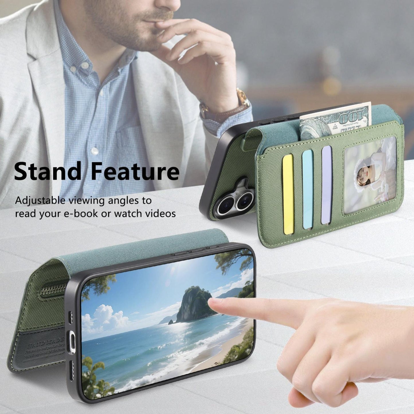 For Redmi K90 Pro Max / Poco F8 Ultra Twill Fabric MagSafe RFID Anti-theft Zipper Wallet Leather Phone Case(Green)
