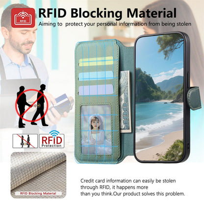 For Redmi K90 Pro Max / Poco F8 Ultra Twill Fabric MagSafe RFID Anti-theft Zipper Wallet Leather Phone Case(Green)