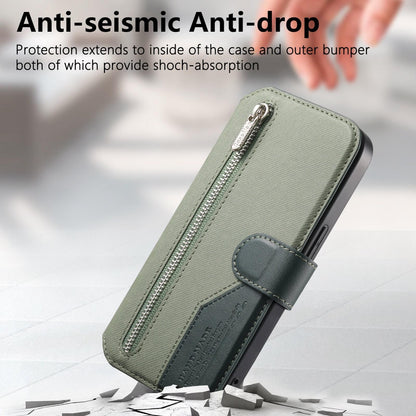 For Redmi K90 Pro Max / Poco F8 Ultra Twill Fabric MagSafe RFID Anti-theft Zipper Wallet Leather Phone Case(Green)