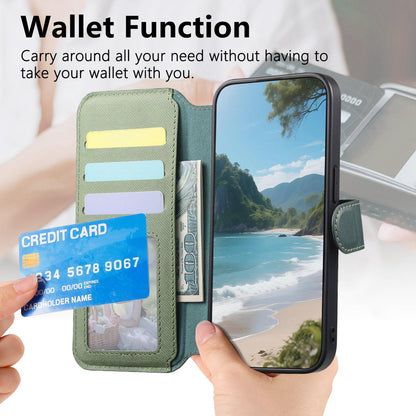 For Redmi K90 Pro Max / Poco F8 Ultra Twill Fabric MagSafe RFID Anti-theft Zipper Wallet Leather Phone Case(Green)
