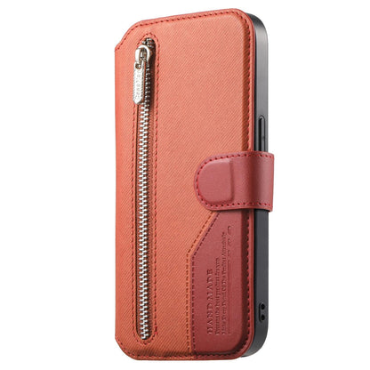 For Redmi K90 Pro Max / Poco F8 Ultra Twill Fabric MagSafe RFID Anti-theft Zipper Wallet Leather Phone Case(Orange)