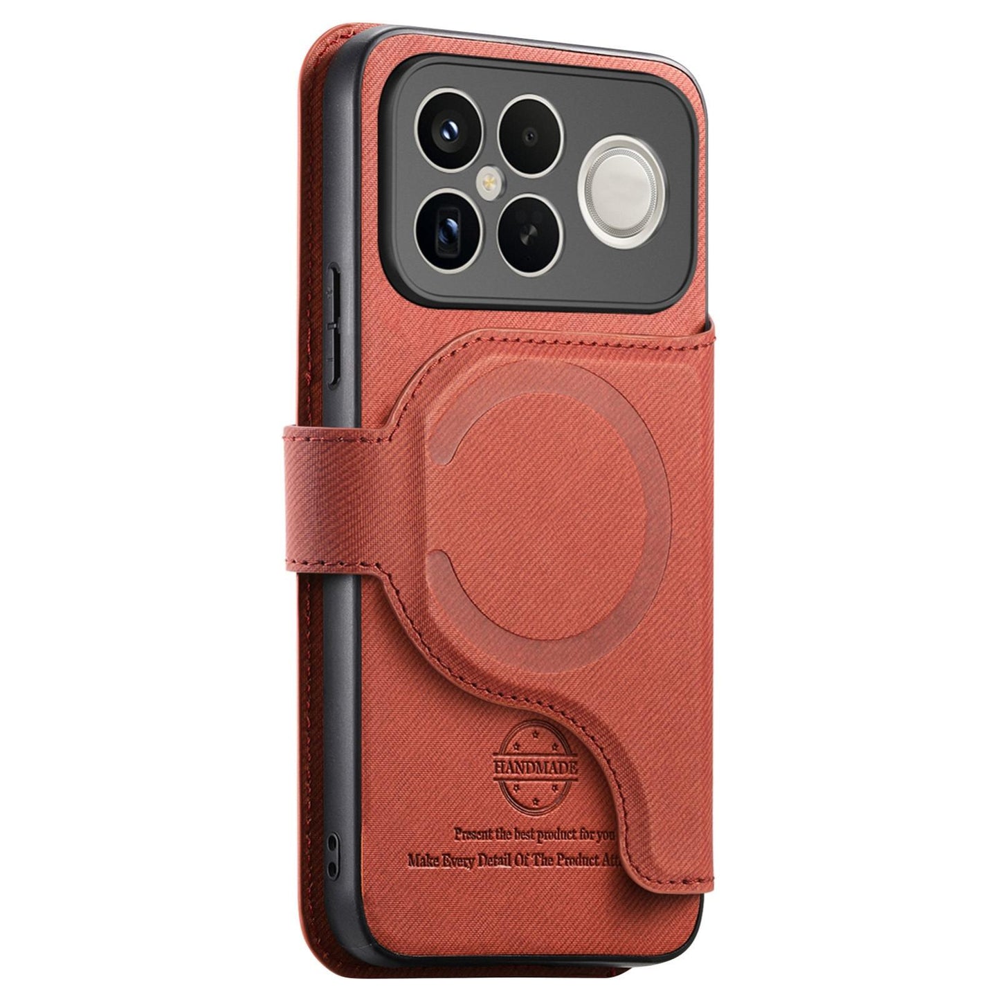 For Redmi K90 Pro Max / Poco F8 Ultra Twill Fabric MagSafe RFID Anti-theft Zipper Wallet Leather Phone Case(Orange)