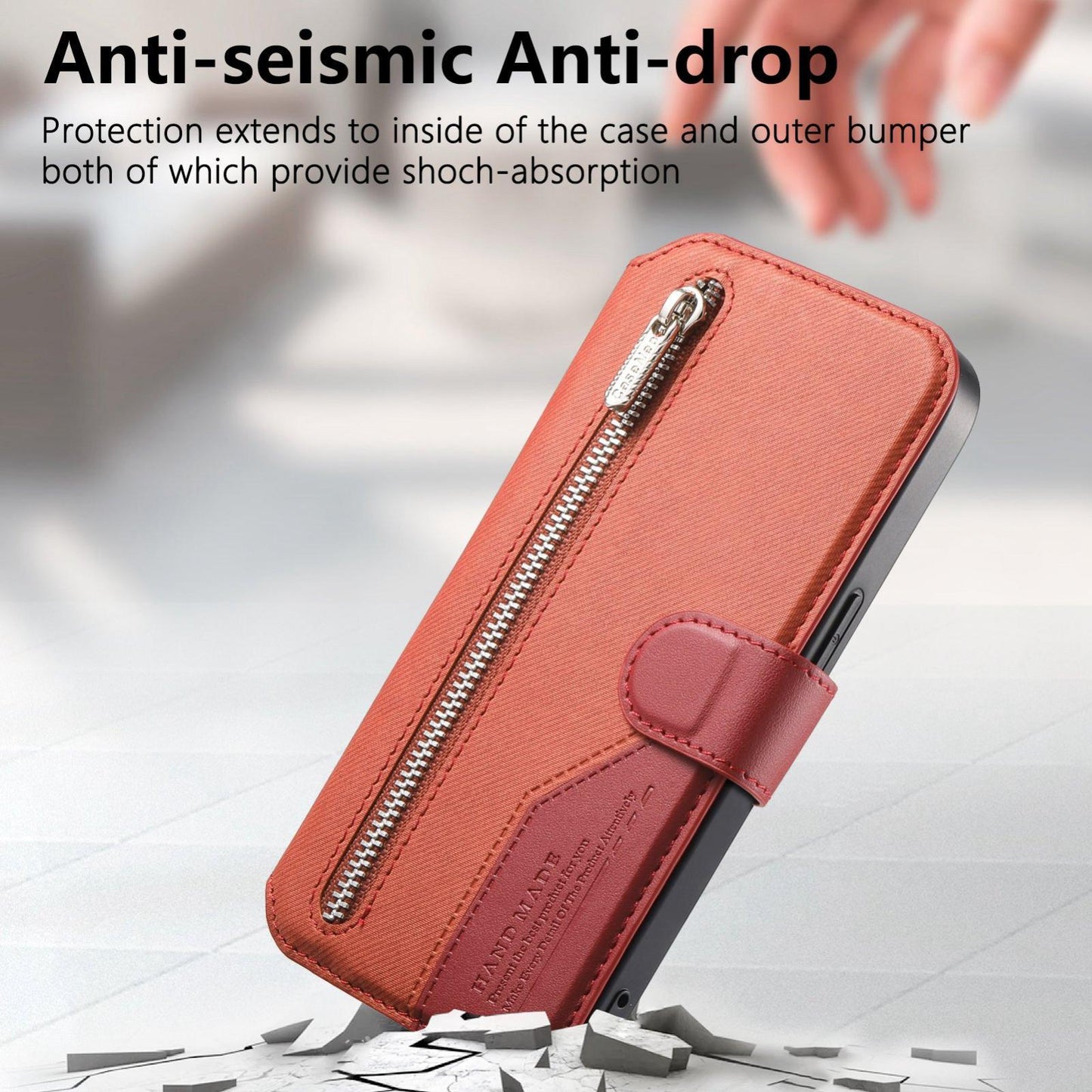 For Redmi K90 Pro Max / Poco F8 Ultra Twill Fabric MagSafe RFID Anti-theft Zipper Wallet Leather Phone Case(Orange)
