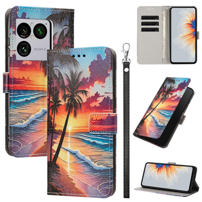 For Sony Xperia 1 VIII Painted Pattern Vegan Leather Phone Case with Strap - Hawaii - EDA009438308C