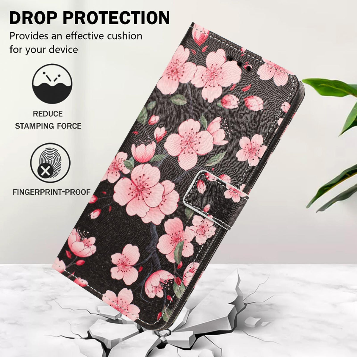 For Sony Xperia 1 VIII Painted Pattern Vegan Leather Phone Case with Strap - Sakura - EDA009438308E