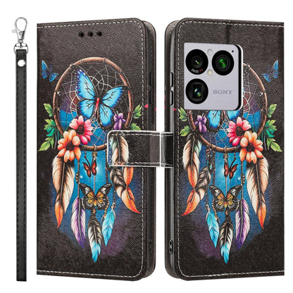 For Sony Xperia 1 VIII Painted Pattern Vegan Leather Phone Case with Strap - Dreamcatcher - EDA009438308G