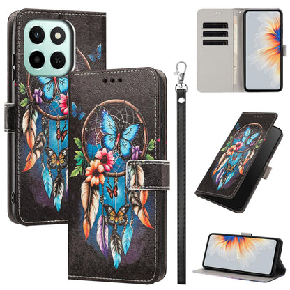 For Honor 600 Smart 5G Painted Pattern Vegan Leather Phone Case with Strap - Dreamcatcher - EDA009438524G