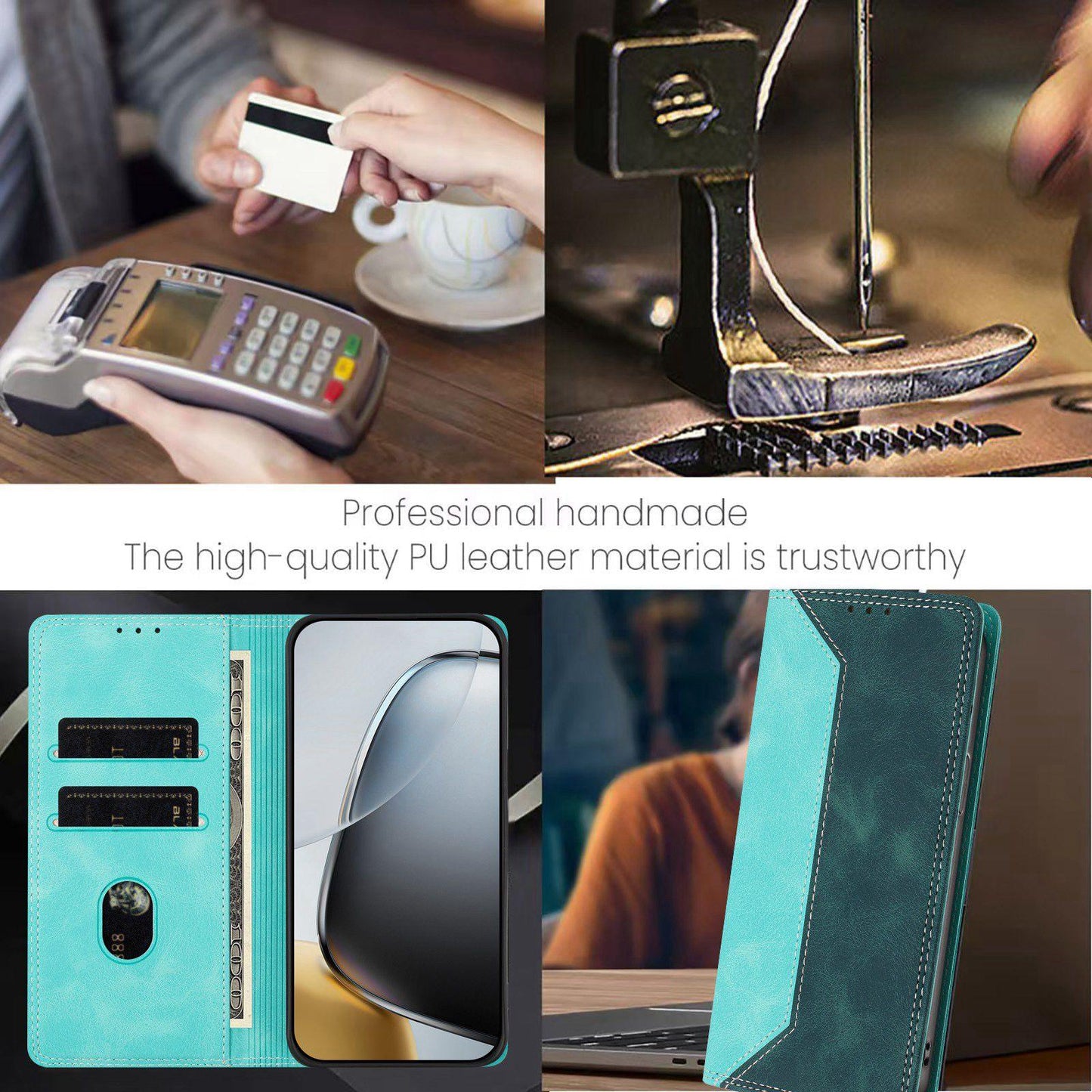 For Redmi K90 Pro Max / Poco F8 Ultra Skin Feel Two-tone RFID Blocking Vegan Leather Phone Case(Dark Green)