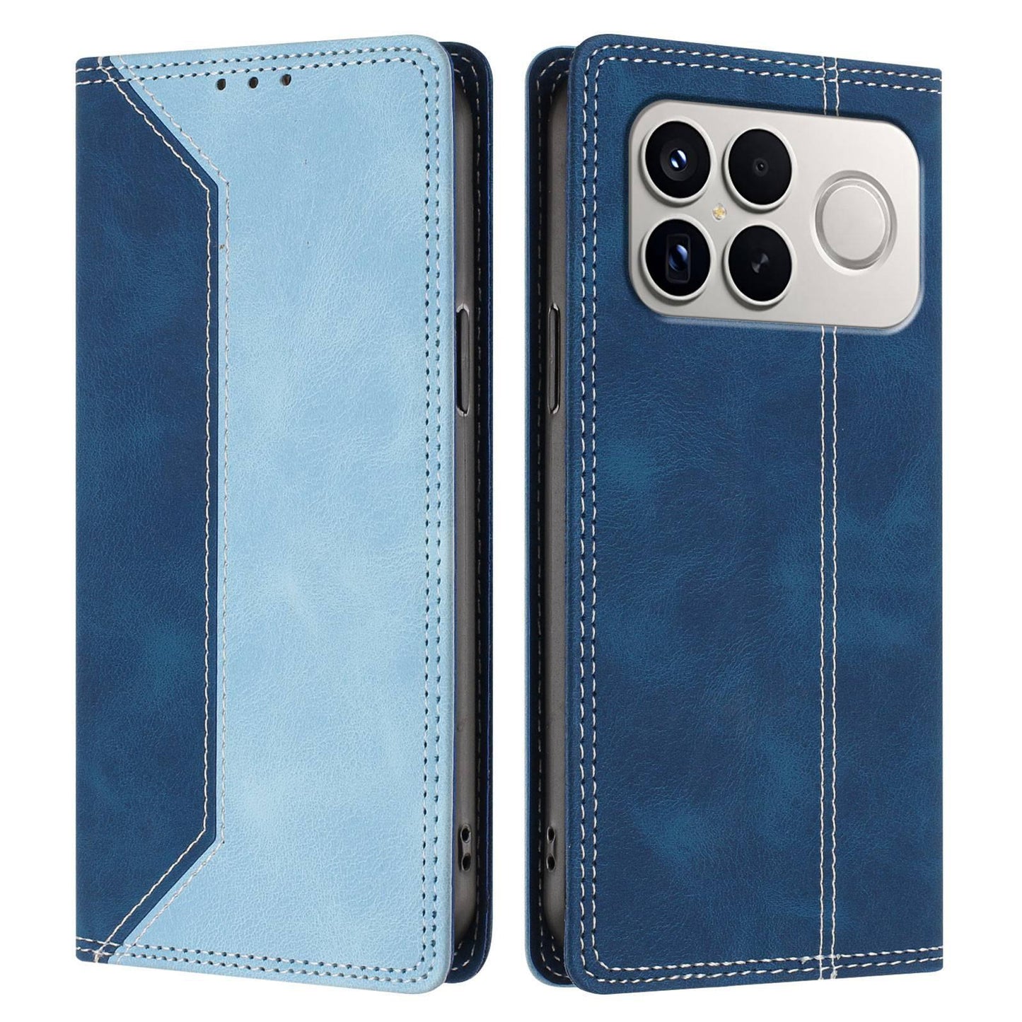For Redmi K90 Pro Max / Poco F8 Ultra Skin Feel Two-tone RFID Blocking Vegan Leather Phone Case(Light Blue)