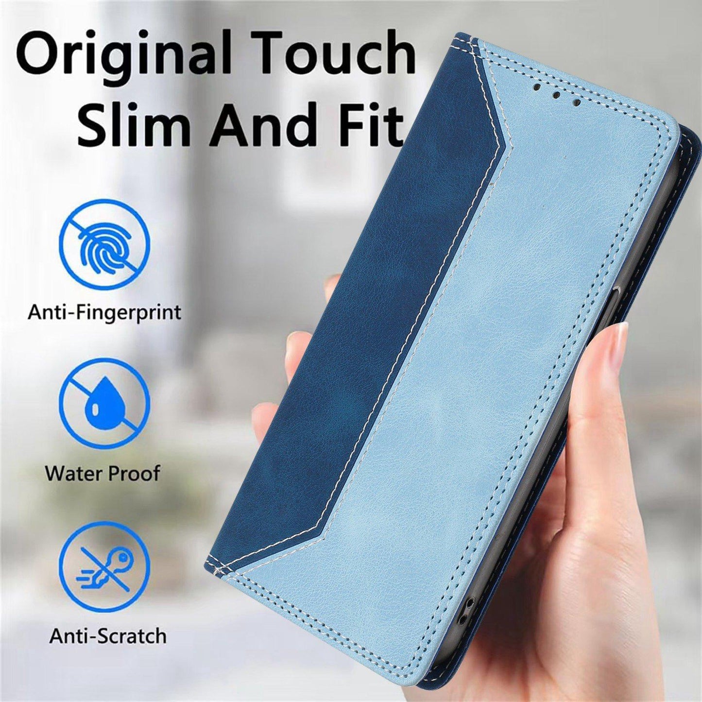 For Redmi K90 Pro Max / Poco F8 Ultra Skin Feel Two-tone RFID Blocking Vegan Leather Phone Case(Light Blue)