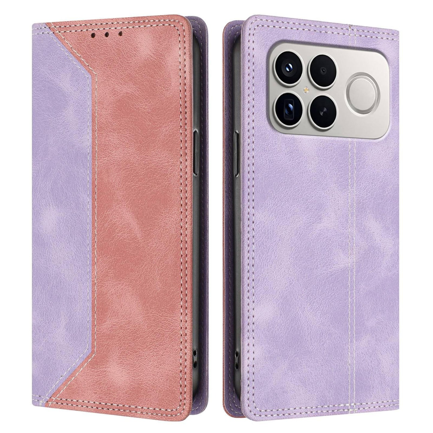 For Redmi K90 Pro Max / Poco F8 Ultra Skin Feel Two-tone RFID Blocking Vegan Leather Phone Case(Pink)