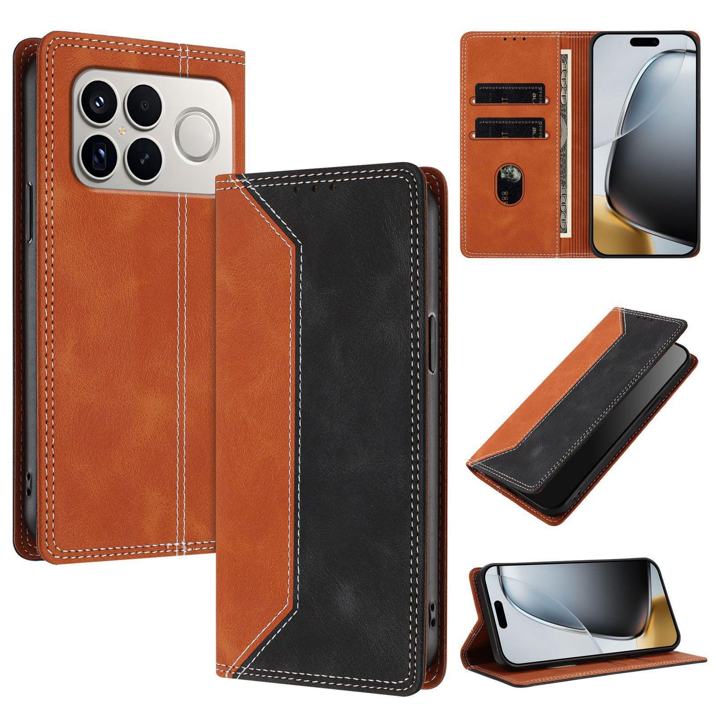 For Redmi K90 Pro Max / Poco F8 Ultra Skin Feel Two-tone RFID Blocking Vegan Leather Phone Case(Black)