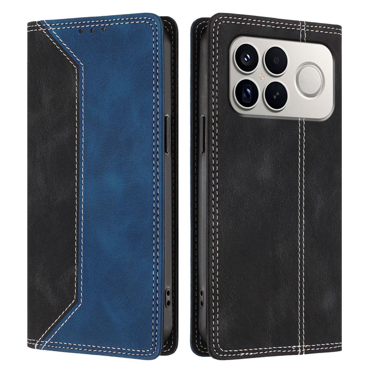 For Redmi K90 Pro Max / Poco F8 Ultra Skin Feel Two-tone RFID Blocking Vegan Leather Phone Case(Blue)